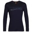 Функционална мъжка тениска  Icebreaker 200 Oasis LS Crewe Ski Stripes тъмно син