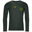 Мъжка функционална тениска Ortovox 185 Merino Logo Spray LS зелен GreenPine