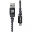 Кабел за зареждане и пренос на данни Swissten Kevlar USB/Lightning 1,5 m тъмно сив