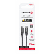 Кабел за зареждане и пренос на данни Swissten Aramid Reinforced USB-C/USB-C 1,5 m