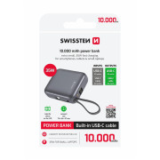Външно зарядно устройство Swissten Space 10000 mAh, 35W USB-C сребърен stříbrná