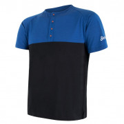 Функционална мъжка тениска  Sensor Merino Air PT копчета черен/син Blue/Black
