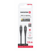 Кабел за зареждане и пренос на данни Swissten Aramid Reinforced USB-C/Lightning 1,5 m