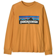 Детска тениска Patagonia K's L/S P-6 Logo T-Shirt - Dried Mango оранжев Dried Mango
