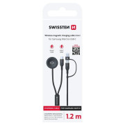 Кабел за зареждане и пренос на данни Swissten Wireless magnetic charging cable 2in1 for Samsung Watch + USB-C 1,2 m