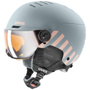 Детска ски каска Uvex Rocket Jr. Visor сив/розов blush mat