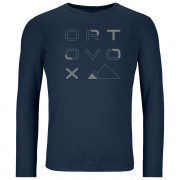 Мъжка тениска Ortovox 185 Merino Brand Outline Ls M син