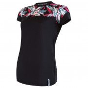 Дамска функционална тениска Sensor Coolmax Impress черно/розово Black/Leaves