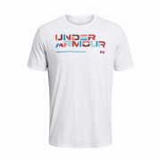 Мъжка тениска Under Armour Colorblock Wordmark SS бял White/Black