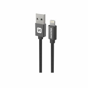 Кабел за зареждане и пренос на данни Swissten Textile USB / Lightning 1,2 m черен černá