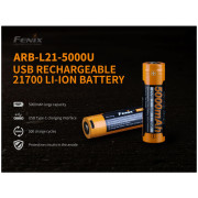 Акумулаторна батерия Fenix 21700 5000 mAh s USB-C (Li-Ion)