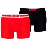 Мъжки боксерки Puma Everyday Placed Logo Boxer 2P черен/червен Red / Black