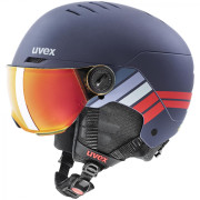 Детска ски каска Uvex Rocket Jr. Visor тъмно син navy - red stripes