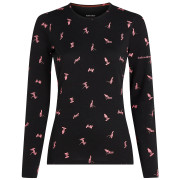 Дамска функционална блуза Icebreaker Women Merino 200 Oasis LS Crewe Snow Day черен Blck/Acdpnk/Aop