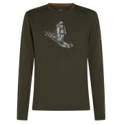 Функционална мъжка тениска Icebreaker Men Merino 200 Oasis LS Crewe SkiingYeti тъмно зелен Dk Loden