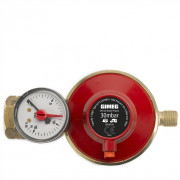 Регулатор за налягане Gimeg Regulátor tlaku plynu s barometrem a tlakovou pojistkou Gimeg 30 Mbar Kombi se závitem 1/4" червен