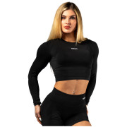 Дамски топ Nebbia Seamless Long Sleeve Crop Top Power черен BLACK