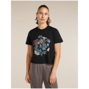 Дамска тениска Icebreaker Merino 150 Tech Lite SS Crop Tee NZ Flora черен BLACK