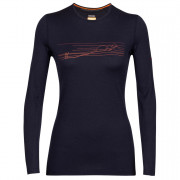 Дамска функционална тениска Icebreaker 200 Oasis LS Crewe Ski Stripes тъмно син