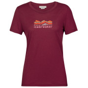 Дамска тениска Icebreaker Tech Lite II SS Tee Mountain Geology червен