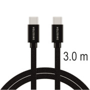 Кабел за зареждане и пренос на данни Swissten Textile USB-C / USB-C 3 m