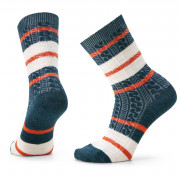 Дамски чорапи Smartwool W Everyday Striped Cable Crew - Recycled синьо/бял