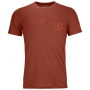 Функционална мъжка тениска  Ortovox 185 Merino Logo Spray TS оранжев ClayOrange