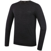 Мъжка тениска MOOA MerinoSilk 160 long черен black melange