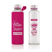 Спортна бутилка Nutrend Стъклена с термоопаковка 500 мл. розов Pink