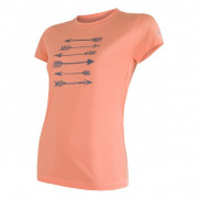 Дамска функционална тениска Sensor Coolmax Fresh стрели къс ръкав оранжев Apricot
