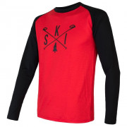 Мъжка тениска Sensor Merino Active Pt Ski, дълъг ръкав черен/червен