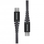 Кабел за зареждане и пренос на данни Swissten Kevlar USB-C/USB-C 1,5 m тъмно сив
