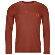 Мъжка функционална тениска Ortovox 185 Merino Logo Spray LS оранжев ClayOrange