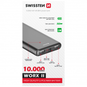 Външно зарядно устройство Swissten WORX II 10000 mAh сив