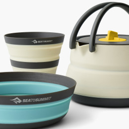 Комплект прибори Sea to Summit Frontier UL Collapsible Kettle Cook Set 1P 3 Piece бежов/ бял