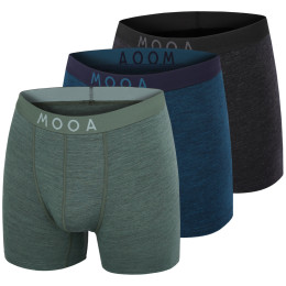 Мъжки боксерки MOOA MerinoSilk 4in 3-pack смес от цветове black melange+lagoon blue melange+green melange