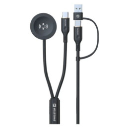 Кабел за зареждане и пренос на данни Swissten Wireless magnetic charging cable 2in1 for Samsung Watch + USB-C 1,2 m