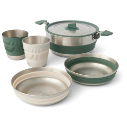 Комплект прибори Sea to Summit Detour Stainless Steel One Pot Cook Set 5 Piece сребърен/зелен