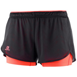 Дамски къси панталони Salomon Agile 2in1 Short W черен/оранжев Black/FieryCoral