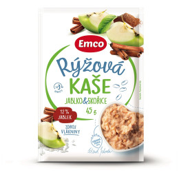 Каша Emco Оризова каша с ябълки и канела 45г