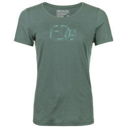 Дамска функционална блуза Ortovox 120 Cool Tec Leaf Logo Ts W сив/зелен