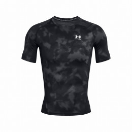 Функционална мъжка тениска  Under Armour HG Armour Printed SS черен/сив Black/White