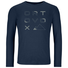 Мъжка тениска Ortovox 185 Merino Brand Outline Ls M син deep ocean