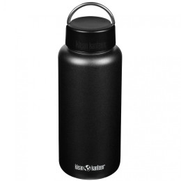 Бутилка от неръждаема стомана Klean Kanteen Wide w/Wide Loop Cap - brushed stainless 1182 ml черен