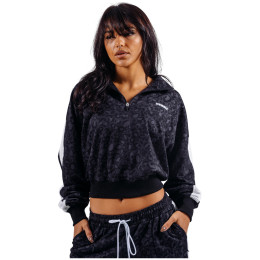Дамски суитшърт Nebbia Half-Zip Leopard Sweatshirt Primal черен BLACK LEOPARD