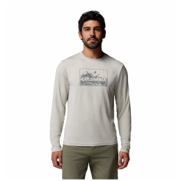 Мъжка тениска Columbia Parsons Point™ Ls Graphic Tee бежов Dark Stone Heather Framed Peakscape