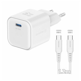 Адаптор Swissten GaN 1X USB-C 35W + кабел за данни USB-C 1,2 м