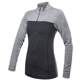 Дамска функционална блуза Sensor Merino Bold dl. rukáv zip сив anthracite/cool gray