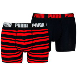 Мъжки боксерки Puma Everyday Striped Boxers 2P черен/червен Red / Black