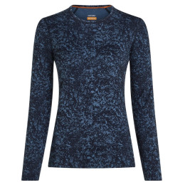 Дамска функционална блуза Icebreaker Women M 200 Oasis LS Crewe Moss BloomAOP син/черен Midnvy/Dawn/Aop